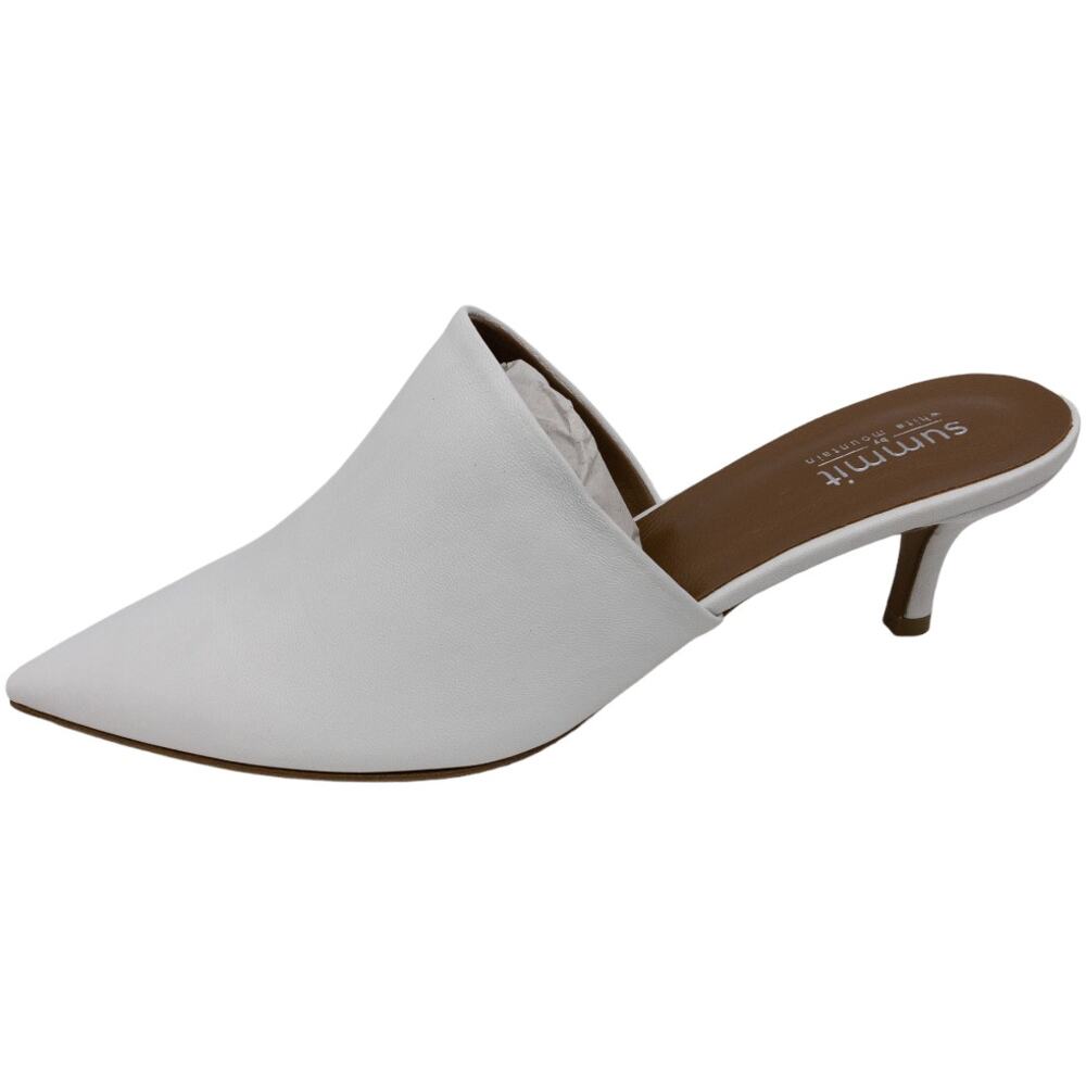 White Mountain Piper Mule Women 9.5/10 EU 40 Latte Leather Kitten Heel Italy